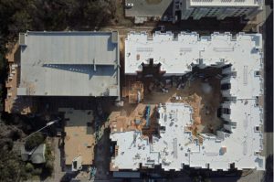 The Nine apartment community construction project aerial view
